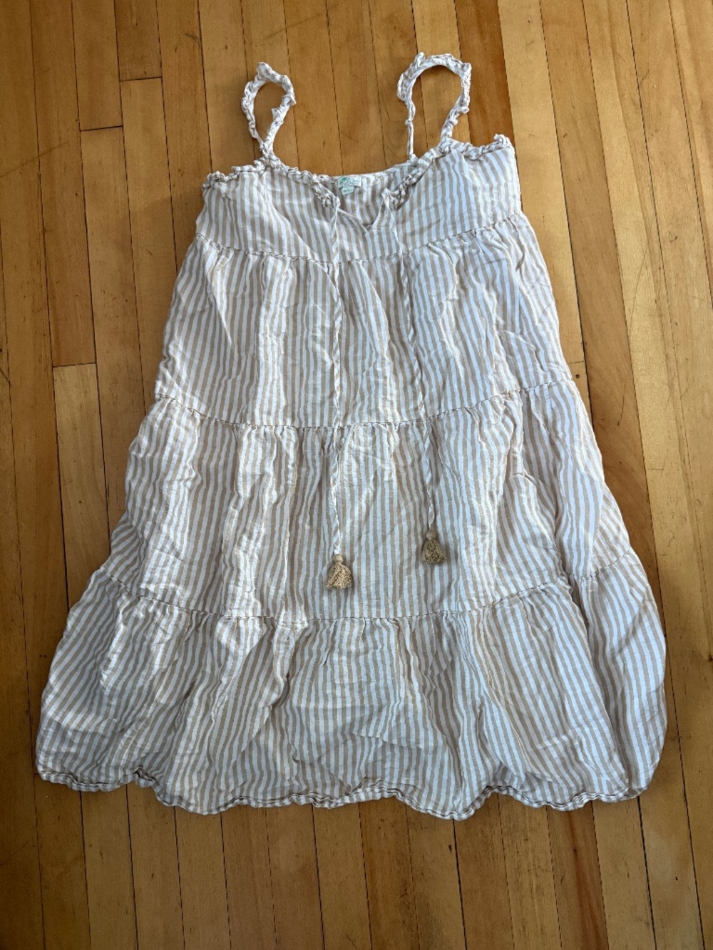 Cream and tan midi dress